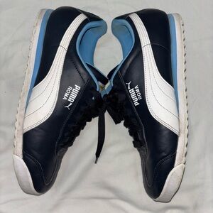 Puma Men's Navy and White Sneakers 9.5